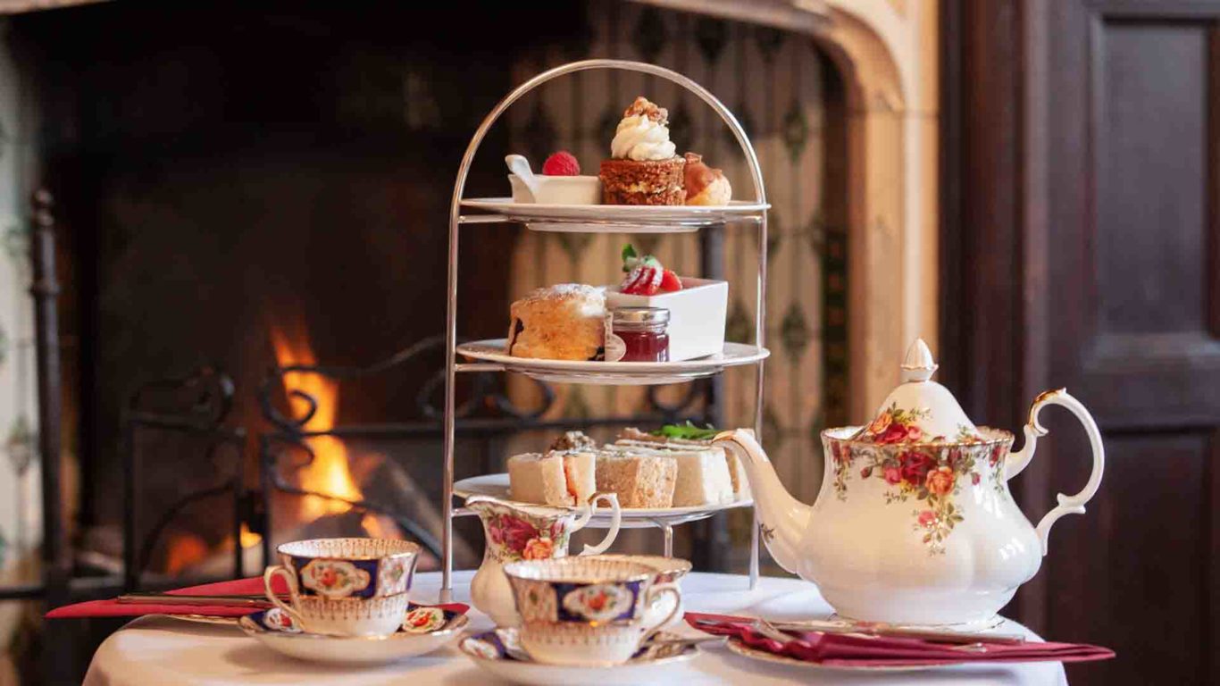Dower House Hotel Afternoon Tea by fire